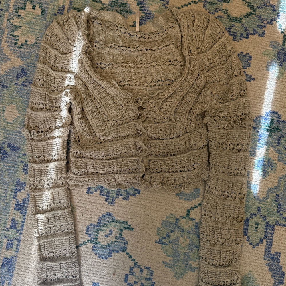Free People Textured Beige Cardigan